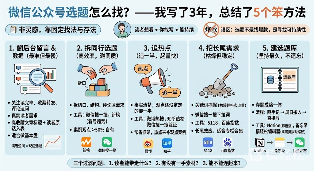 微信公众号选题怎么找？我写了3年，总结了5个还在用的笨方法